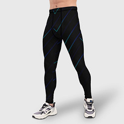 Тайтсы мужские Color blue black, цвет: 3D-принт — фото 2