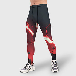 Тайтсы мужские Красная молния на черной текстуре, цвет: 3D-принт — фото 2