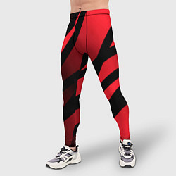 Тайтсы мужские Чёрные полосы с красно-розовым, цвет: 3D-принт — фото 2