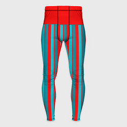Тайтсы мужские Красно синий комбинированный узор с полосами, цвет: 3D-принт