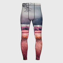 Тайтсы мужские Поле и деревья пейзаж - инфракрасный стиль, цвет: 3D-принт