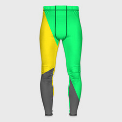 Тайтсы мужские Жёлто-серо-зелёный трёхцветный, цвет: 3D-принт