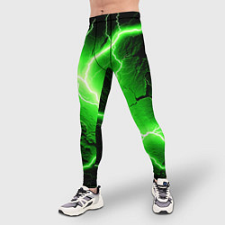 Тайтсы мужские Color green black, цвет: 3D-принт — фото 2