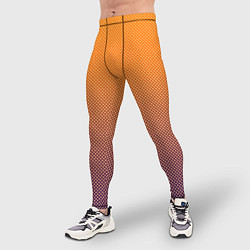 Тайтсы мужские Градиент оранжевый в фиолетовый мелкий ромбик, цвет: 3D-принт — фото 2
