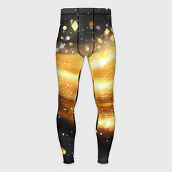 Тайтсы мужские Золотистая волна на черном фоне, цвет: 3D-принт