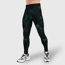 Тайтсы мужские Color black turquoise, цвет: 3D-принт — фото 2