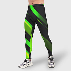 Тайтсы мужские Color black green, цвет: 3D-принт — фото 2