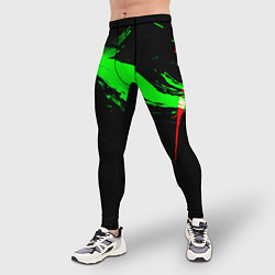 Тайтсы мужские Color black green red, цвет: 3D-принт — фото 2