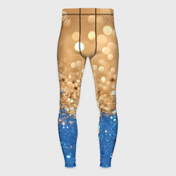 Тайтсы мужские Золотистые блестки и синий низ, цвет: 3D-принт