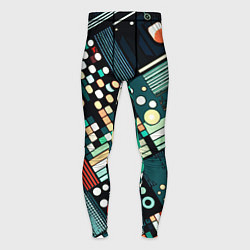 Мужские тайтсы Тёмно-синий абстракция полосы кружочки