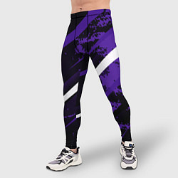 Тайтсы мужские Color black purple line, цвет: 3D-принт — фото 2