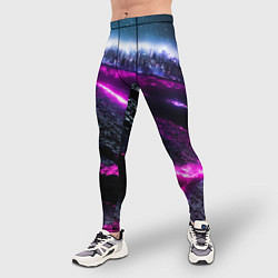 Тайтсы мужские Фентази город неон, цвет: 3D-принт — фото 2