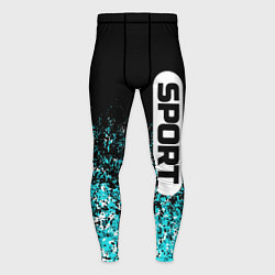 Мужские тайтсы Sport чёрно-голубой пятнистый