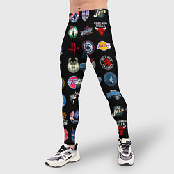 Тайтсы мужские Команды НБА на черном фоне, цвет: 3D-принт — фото 2