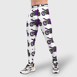 Тайтсы мужские Motorcycle purple, цвет: 3D-принт — фото 2