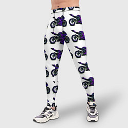 Тайтсы мужские Motorcycle purple gloss, цвет: 3D-принт — фото 2