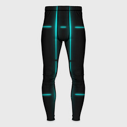 Мужские тайтсы Neon black light blue line