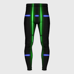Мужские тайтсы Neon black light blue green line