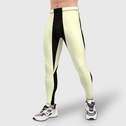 Тайтсы мужские Color black beige line, цвет: 3D-принт — фото 2