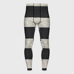 Тайтсы мужские Текстурные черно-белые полосы, цвет: 3D-принт