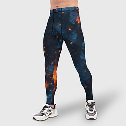 Тайтсы мужские Синий камуфляж с искрами, цвет: 3D-принт — фото 2