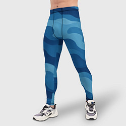 Тайтсы мужские Синие волнистые линии в виде камуфляжа, цвет: 3D-принт — фото 2