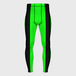Тайтсы мужские Color black and green stripes, цвет: 3D-принт