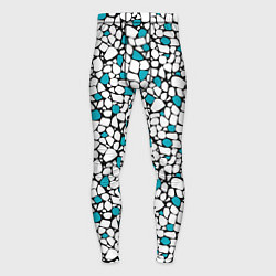 Тайтсы мужские Мелкий синий белый мозаичный узор на черном, цвет: 3D-принт