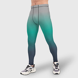 Тайтсы мужские Градиент серо-зеленый, цвет: 3D-принт — фото 2