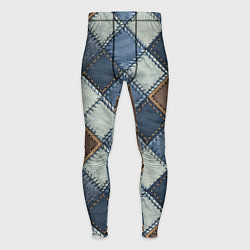 Тайтсы мужские Джинсовый пэчворк ромбовый узор, цвет: 3D-принт