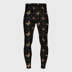 Тайтсы мужские Бабочки летают на чёрном - паттерн, цвет: 3D-принт