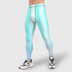 Тайтсы мужские Neon white blue lines, цвет: 3D-принт — фото 2