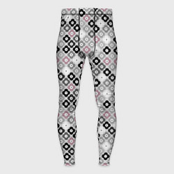 Тайтсы мужские Цветочный серо-розовый узор ретро, цвет: 3D-принт