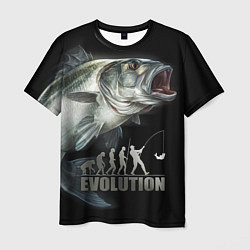 Футболка мужская Эволюция рыбалки цвета 3D-принт — фото 1