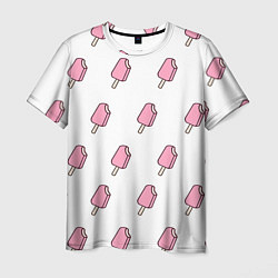 Мужская футболка Мороженое розовое
