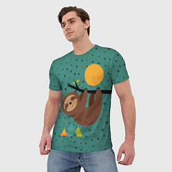 Футболка мужская Довольный ленивец, цвет: 3D-принт — фото 2