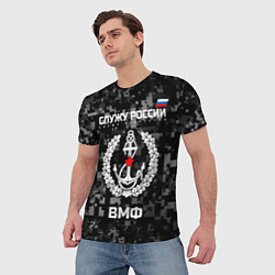 Футболка мужская ВМФ: Служу России, цвет: 3D-принт — фото 2