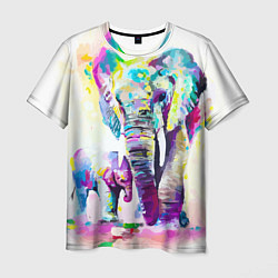 Мужская футболка Акварельные слоны