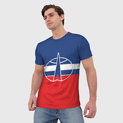 Футболка мужская Флаг космический войск РФ, цвет: 3D-принт — фото 2