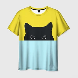 Мужская футболка Черный кот выглядывает