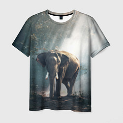 Мужская футболка Слон в лесу