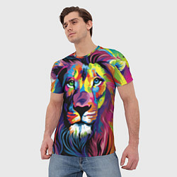 Футболка мужская Красочный лев, цвет: 3D-принт — фото 2