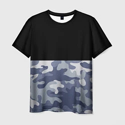Мужская футболка Камуфляж: черный/голубой
