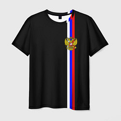Футболка мужская Лента с гербом России, цвет: 3D-принт