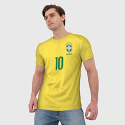 Футболка мужская Сборная Бразилии: Неймар ЧМ-2018 домашняя, цвет: 3D-принт — фото 2