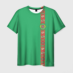 Мужская футболка Туркменистан, лента с гербом