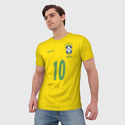 Футболка мужская Сборная Бразилии: Роналдиньо 10, цвет: 3D-принт — фото 2