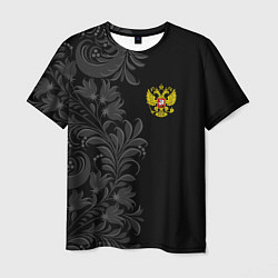 Мужская футболка Герб России и орнамент
