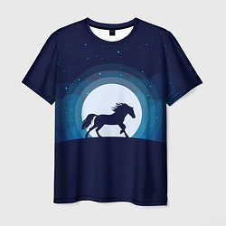 Мужская футболка Лошадь под луной