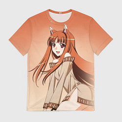 Мужская футболка Милая аниме девочка-оборотень - Волчица и пряности